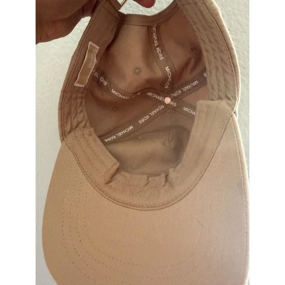 Michael Kors MK Logo Baseball Cap Hat Tan Khaki Adjustable One Size Mens Womens - Picture 4 of 5